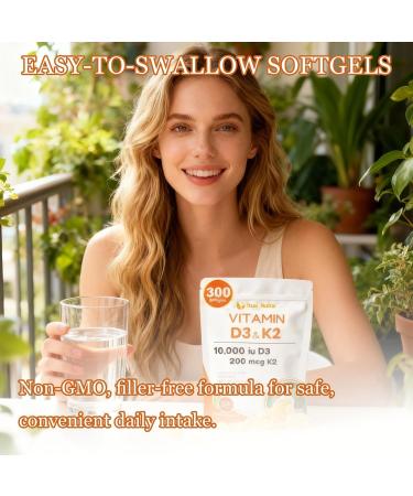 true nutra D3 K2 Vitamin D3 K2 10 000 IU Magnesium Supplement Non-GMO Gluten-Free Supports Immune & Energy 300 Coconut Oil Softgels (2pcs) - Buy Online on GoSupps.com