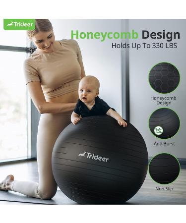 Trideer Extra Thick Yoga Ball Exercise Ball - 5 Sizes for Balance, Stability, Pregnancy - Heavy Duty Swiss Ball for Physical Therapy - Quick Pump Included - Black (L 23-26 inches/58-65cm) - Buy Online on GoSupps.com