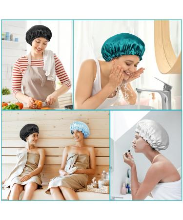 Kiiwah Satin Bonnet Set - 2 Piece Double Layer Sleeping Hood | Adjustable Silk Sleep Cap for Hair Protection - Black & Blue - Buy Online on GoSupps.com