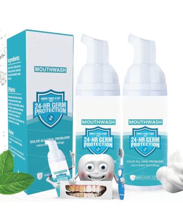 (50ML*2 PCS) Mouthwash Foam Teeth Mouthwash Whitening Toothpaste Foam Ultra-fine Mousse Foam Whitening Products Deep Cleaning Toothpaste Teeth Whitening Foam for White Teeth & Fresh Breath