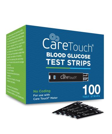Care Touch Blood Glucose Test Strips for Diabetes I For Use with Care Touch Blood Sugar Monitor - 1 Box of 100 Diabetic Test Strips Test Strips 100 count