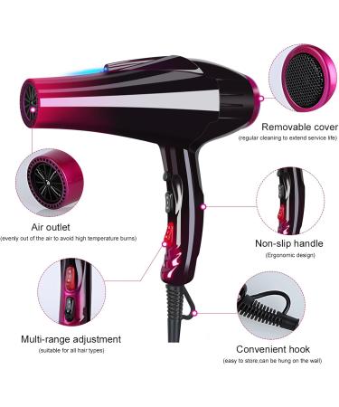 Ionic Hair Dryer 3500W - 3 Heat/2 Speed Settings 2 Nozzles & Diffuser - Professional Home Salon Use in Purple - Buy Online on GoSupps.com