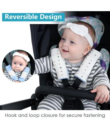 4-Piece Baby Seat Belt Pads | Stroller Carriage Safety Cushions | Shoulder Protection for Infants 15x5cm - Blue - Buy Online on GoSupps.com
