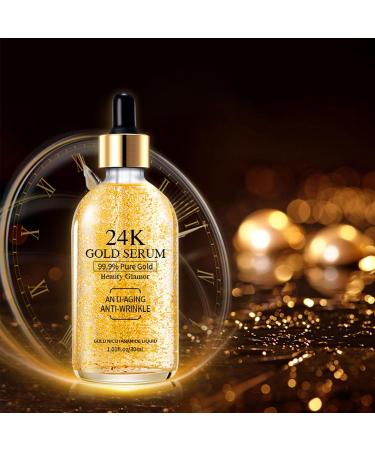24K Gold Serum for Face - 2 Pack Anti-Aging Moisturizer with Vitamin & Hyaluronic Acid - Dark Spot & Fine Line Treatment - Collagen Booster for Glowing Skin - Buy Online on GoSupps.com