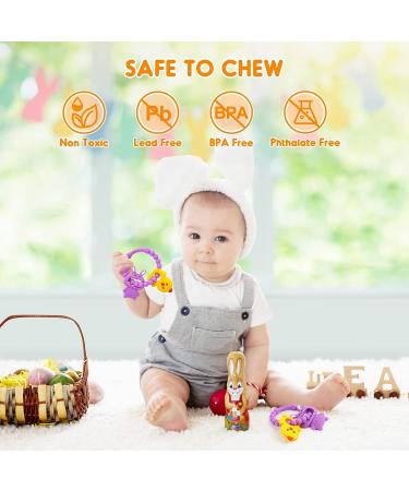 Easter Bunny Teething Toy for 3-6 Months | Soft Silicone, Easy Grip | Baby Easter Basket Stuffer | Choking-Proof Teething Relief for Boys & Girls - Buy Online on GoSupps.com