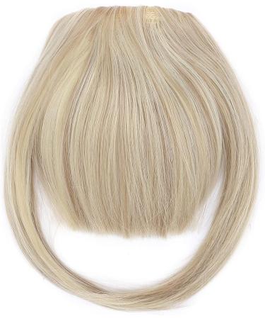 Clip In Bangs Hair Extension - Sandy Blonde & Bleach Blonde | Thick Straight Front Full Neat Fringe | 2 Clips One Piece for Women - Buy Online on GoSupps.com