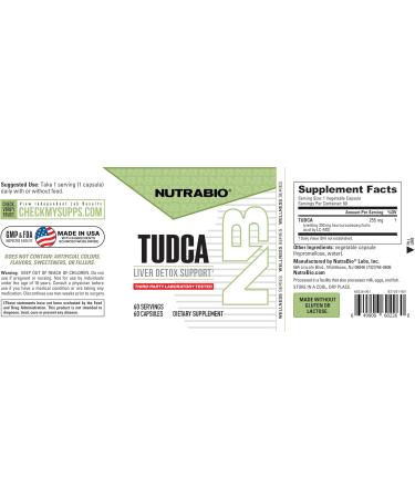 Nutrabio Tudca Liver Detox Support 250 mg 60 Capsules - Buy Online on GoSupps.com