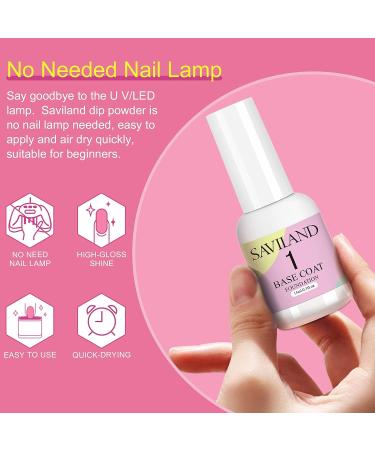 Saviland Dip Powder Liquid Set - 5PCS 15ml Matte/Glossy Base Top Coat Activator Brush Saver for Nail Kit - No Curing Needed, Ideal for Salon & Beginners - Buy Online on GoSupps.com
