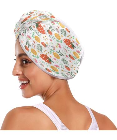 Strawberry Flowers Dry Hair Cap Set | 2 Piece Quick Drying Towel & Button Headband | Super Absorbent & Comfortable - Buy Online on GoSupps.com