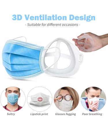 3D Bracket for Comfortable Mask Wearing Silicone Cool Face Guard Accessories Inner Support Holder Stand Frame Protect Lipstick Lip Nasal Pad Breath Smoothly Reusable Washable Translucent 5 Packs - Buy Online on GoSupps.com