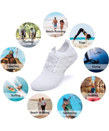 Racqua Quick Dry Aqua Shoes for Men and Women - Lightweight Barefoot Swim Beach Shoes - Size 8 Women/7 Men - HD131-White - Buy Online on GoSupps.com