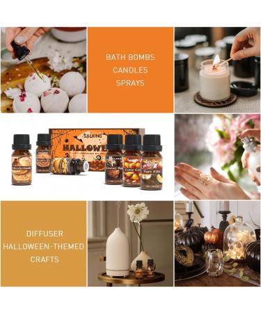 SALKING Halloween Fragrance Oils Essential Gift Set for Soaps & Candles - Pumpkin Pie, Caramel Apples, Candy Corn, Snickerdoodle, Caramel Corn, Apple Cider - Buy Online on GoSupps.com