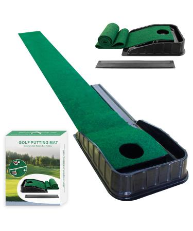 MYKUJA Putting Green with Automatic Ball Return-Indoor and Outdoor Mini Putting Mat for Office-Putting Green for Home-Mini Golf Game for Indoor-Golf Training Aid indoor putting green
