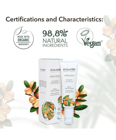Revitalizing Night Facial Cream with Organic Argan Oil - Anti-Aging Moisturizer Vegan 97.7% Natural Ingredients 1.7 Fl Oz - Buy Online on GoSupps.com