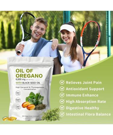 KITABIO Oregano Oil Softgels - Oil of Oregano with Black Seed Oil 6000mg | Oregano Oil 2-in-1 | Non-GMO - Gluten Free - 180 Count / 1 Bag(Z-1) - Buy Online on GoSupps.com