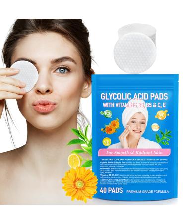 Glycolic Acid Pads Glycolic Acid Peel Pads with 10% Ultra Pure Glycolic + 2% Salicylic Acid Cleansing Pads for Face & Body with Vitamins B3 C & E Green Tea Calendula Allantoin - 40 Pads