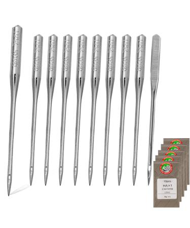50 Pcs Embroidery Sewing Machine Needles Size 75/11 130/705H HAx1 Sewing Needles for Brother Sewing Machine (5 Pack of 10 Needles)