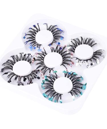 Glitter Lashes Christmas 5 Styles Mixed False Eyelashes - Dramatic Glitter Colored Faux Mink Strip Lashes Pack - Buy Online on GoSupps.com