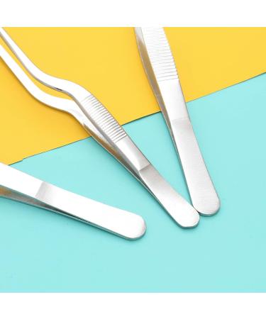 Saizone 3-Piece Kitchen Tweezers Set Stainless Steel Cooking Grill & Model Building Tweezers (16cm/6inch) - Curved & Straight Food Pliers - Buy Online on GoSupps.com