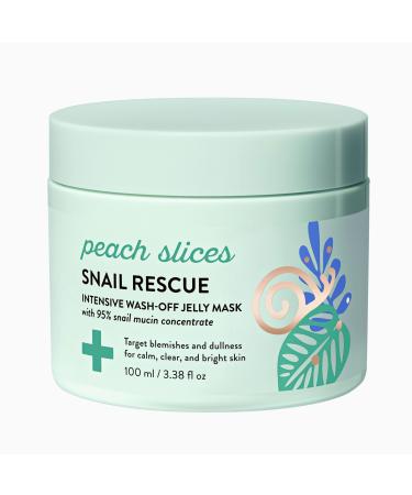 Peach Slices Snail Rescue Intensive Treatment Wash-Off Mask | Refreshing & Calming Gel Mask | 95% Snail Mucin Concentrate | Leaves Skin Clear, Radiant, & Hydrated | Targets Dark Spots & Blemishes | 3.38 oz