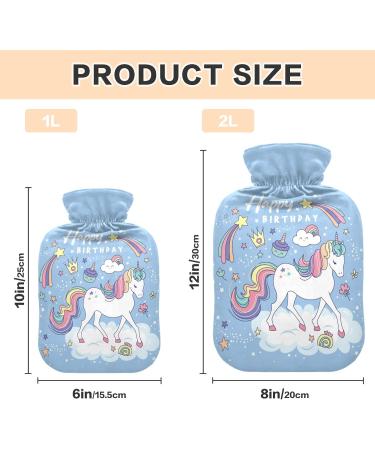 Birthday Magical Unicorn Hot Water Bottle with Cover - 1L Soft Warm Comfort for Neck Shoulders & Winter Relaxation - Buy Online on GoSupps.com