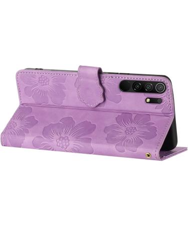 Folding Flower Pattern Cover for Redmi 9 | PU Leather Wallet Case with Stand & Card Slots - Violet - Buy Online on GoSupps.com