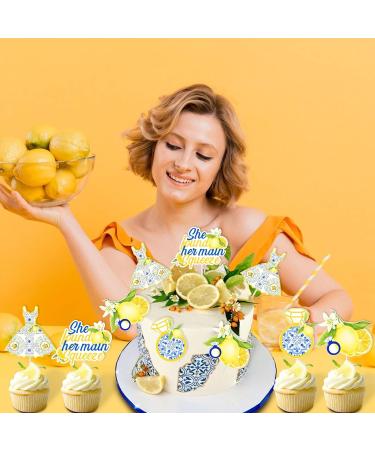 Jollyboom 24Pcs Lemon Cupcake Topper Bridal Shower She Found Her Main Squeeze Cake Topper Double-sided Printing for Lemon Fruit Engagement Bridal Shower Bachelorette Wedding Party - Buy Online on GoSupps.com