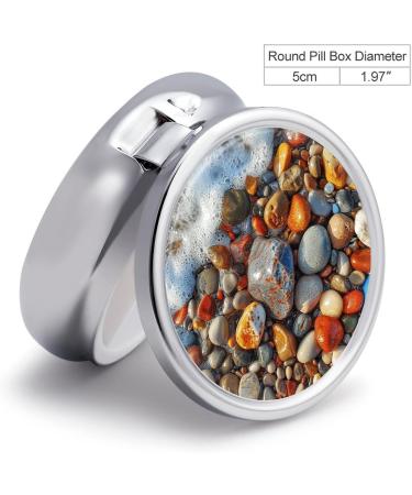 Travel Pill Box | 3 Compartment Portable Medicine Organizer | Beach Stones Design for Purse & Pocket - Ideal for Traveling - Buy Online on GoSupps.com