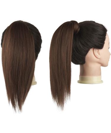 FESHFEN Straight Ponytail Extension 12 Medium Brown & Light Auburn Mixed - Clip in Synthetic Hairpiece for Women & Girls - Buy Online on GoSupps.com