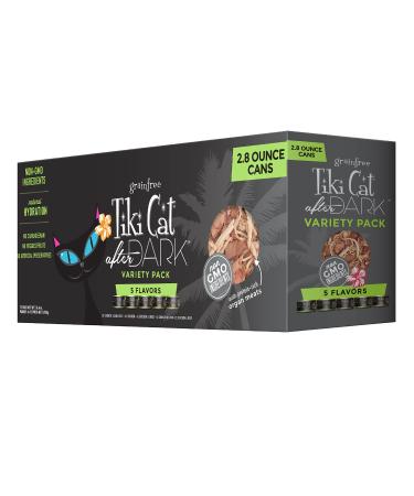 Tiki Cat After Dark Grain Free Wet Food with Meat, Chicken, Organ Meats Liver Gizzards and Heart for Cats & Kittens Variety Pack 2.8 Ounce (Pack of 12)