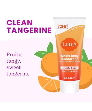 Lume Whole Body Deodorant - Mini Travel Size Invisible Cream Tube - Trial Size - 72 Hour Odor Control - Doctor Developed - Aluminum & Baking Soda Free - .5oz (2 Pk) (Toasted Coconut & Clean Tangerine) - Buy Online on GoSupps.com