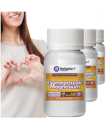 RELIABLE 1 LABORATORIES Esomeprazole Magnesium Delayed - Release Capsules USP 42 Count 20Mg Best Acid Reducer (3 Bottles 14 Count/ea) 14 Count (Pack of 3)