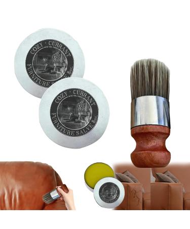 Wise Owl Furniture Salve for Leather Leather and Wood Furniture Salve and Brush Leather Restorer for Couches Prevent Dryness and Cracking Furniture Leather Salve with Boar Bristle Brush for Home 2paste+1brushes