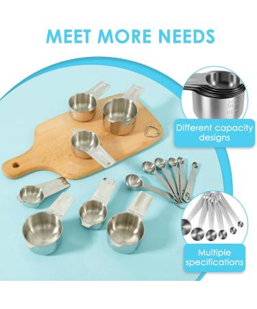 Abizarch 13Pcs Measuring Cup Spoon Set Stainless Steel Measuring Cup Spoon with Clear Scale Rustproof Kitchen Measuring Cup and Spoon Set for Home Cooking Baking ZHAZHAMO(Style 1) - Buy Online on GoSupps.com