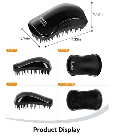 HEETA Detangling Hairbrush for Fine, Fragile, Color-Treated Hair - Knot-Free Hairbrush for Curly, Natural, Straight, Wet or Dry Hair - Ideal for Men, Women, Kids, and Pets - Black - Buy Online on GoSupps.com