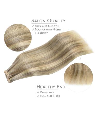 Premium Real Hair Extensions - 40 Pieces 100g 45.7cm Ash Brown & Golden Blonde Highlights - Invisible Glue-In Tape Extensions - Buy Online on GoSupps.com