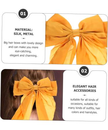 CAXUSD bow hairpin ponytail hair clip spring hair clips bow hair clips girls barrettes for hair ribbon for hair yellow hair bow hair ribbon big hair bows satin hair accessories big bow - Buy Online on GoSupps.com