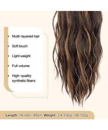 Feshfen 45cm Wavy Ponytail Hair Extension - Black & Caramel Brown Synthetic Braid - Perfect for Women - Buy Online on GoSupps.com
