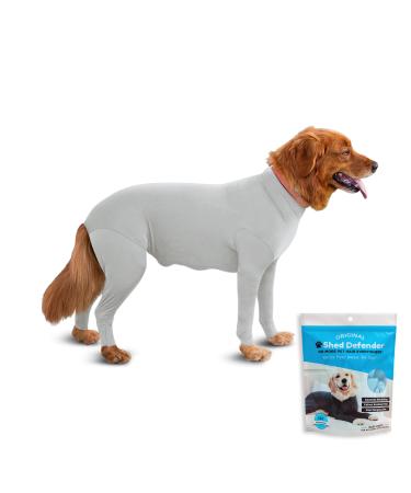 Shed Defender Body Suit for Dogs - Original anti Shedding Shirt Reduce Dog Hair Dog Onesie Surgery Recovery Suit Anxiety Calming Car Seat Cover E -Collar Hot Spots Jumpsuit (Heather Gray) XL (28 - 38KG) Heather Gray