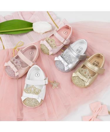 CENCIRILY Baby Girl Mary Jane Shoes | Anti-Slip Soft Sole Princess Flats for 6-12 Months | White Bowknot First Walking Shoes - Buy Online on GoSupps.com