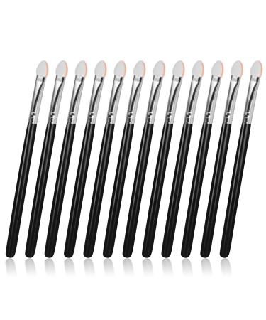 Sibba Sponge Eye Makeup Brushes 12 Pieces Black Double Sided Eyeshadow Applicators Wand Shadow Brush Applicator Tool Set for Women Girls White Head Black Handle