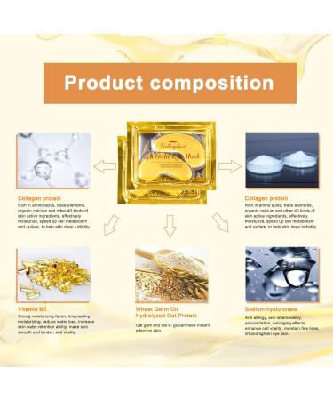 Valleylux 24K Gold Eye Pads 20 Pairs Anti-Aging Collagen & Hyaluronic Acid Masks for Dark Circles Puffiness & Wrinkle Reduction - Buy Online on GoSupps.com