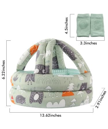 Baby Safety Helmet - Adjustable Head Cushion Bumper Bonnet for Crawling, Walking, Running - Green | BB-1003 - Buy Online on GoSupps.com