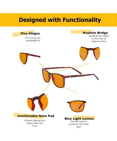 Vyzia Blue Light Blocking Glasses - Reduce Eyestrain Improve Sleep Anti-Glare & UV Protection for Gaming Reading & Nighttime Use - Buy Online on GoSupps.com