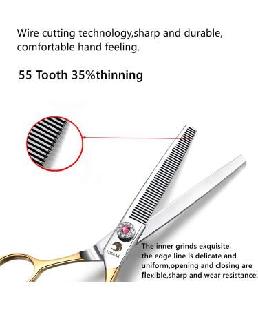 6.5 Inch Professional Pet Grooming Shears - Light Weight Multicolor Japan 440C Stainless Steel - D-Gold Thinning Scissor - Buy Online on GoSupps.com