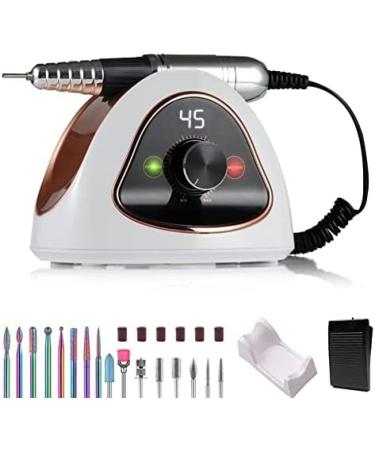 68 W Nail Cutter Professional Nail Cutter For Gel Nails 45000 Rpm 16 In 1 Manicure Pedicure Set With Pedal Cutter For Gel Nails Cuticle Acrylic Gel White YUYANAIAI