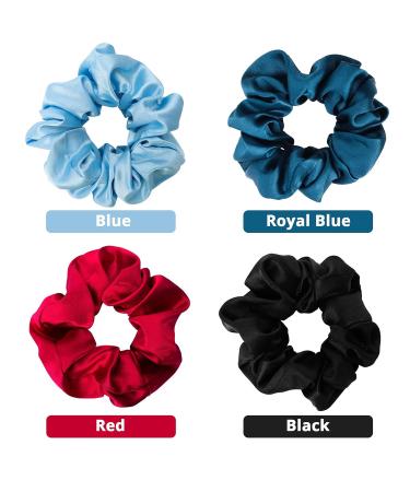 Shop Kameun 4-Piece Silk Scrunchies | Colorful Hair Ties for Women & Girls | Eco-Friendly Elastic Ponytail Holders - Buy Online on GoSupps.com