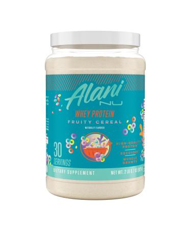 Alani Nu Whey Protein Powder Fruity Cereal | 23g Protein with Low Sugar & Digestive Enzymes | Meal Replacement Powder | Low Fat Low Carb Whey Isolate Protein Blend | 30 Servings