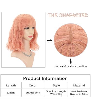 Faelbaty Pink Short Wave Bob Wig | Curly Synthetic Cosplay Wig for Girls & Women | Shoulder-Length Mixed Pink Costume Wigs - Buy Online on GoSupps.com