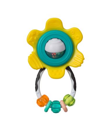 Infantino Spin & Teethe Gummy Yellow Flower Rattle - Easy to Grab  Chewy Rings  Multi-Texutre Petals  Roller Ball Center - Teething & Sensory Play  Ages 0 Months + Yellow 1 Count (Pack of 1)